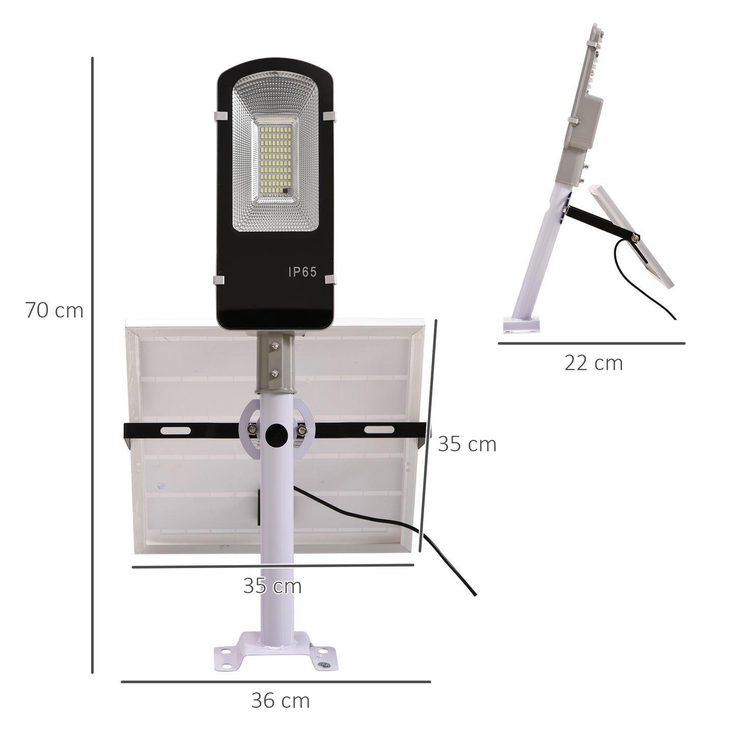 Outsunny Luz Solar Exterior Con 78 Led Ip65 Impermeable 70x36x22 Cm Plata_2