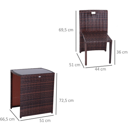 Outsunny Conjunto 1 Mesa Y 2 Sillas Mueble Mimbre Ratan Jardin Terraza Exterior_2