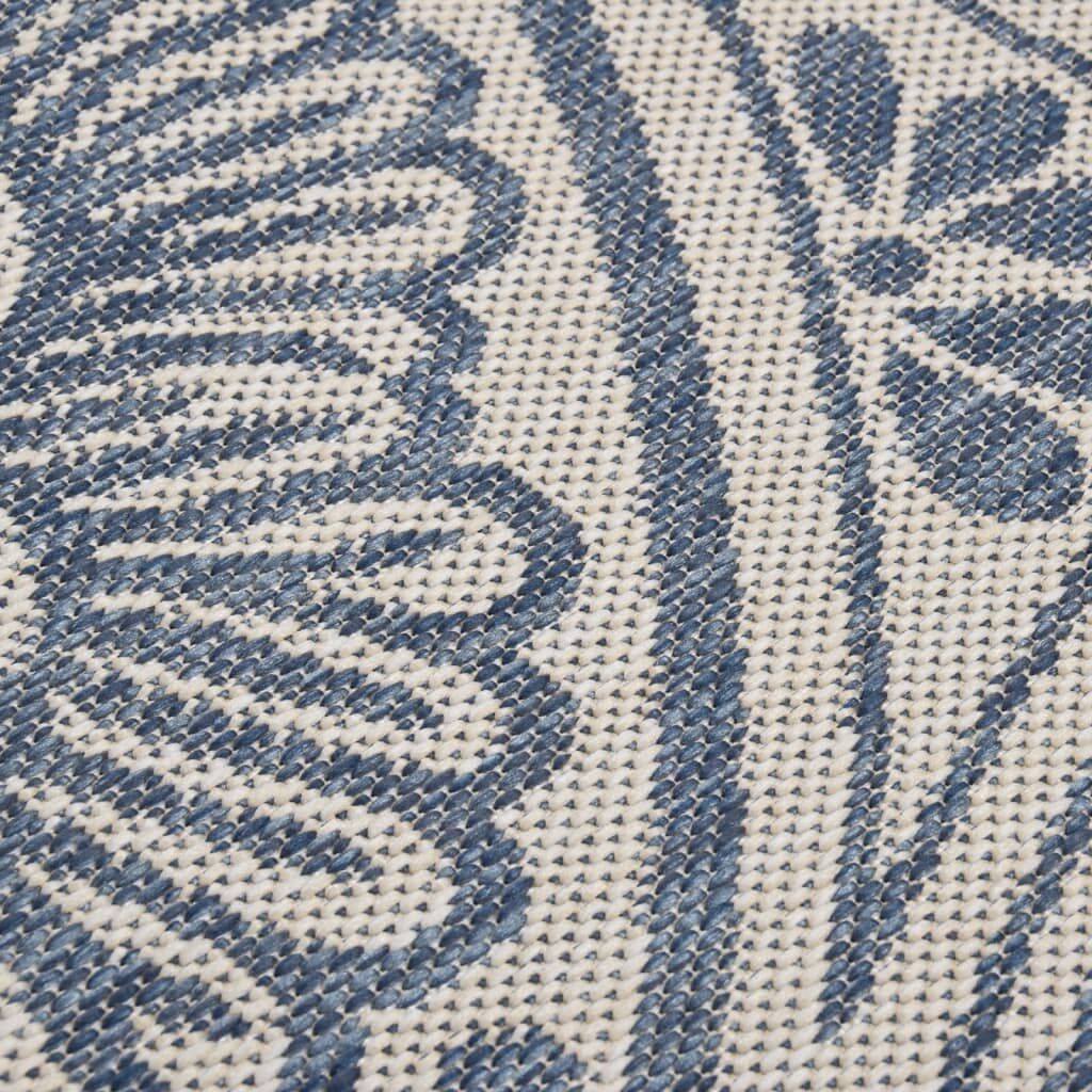 Vidaxl Alfombra De Exterior De Tejido Plano Rayas Azules 80x150 Cm_4