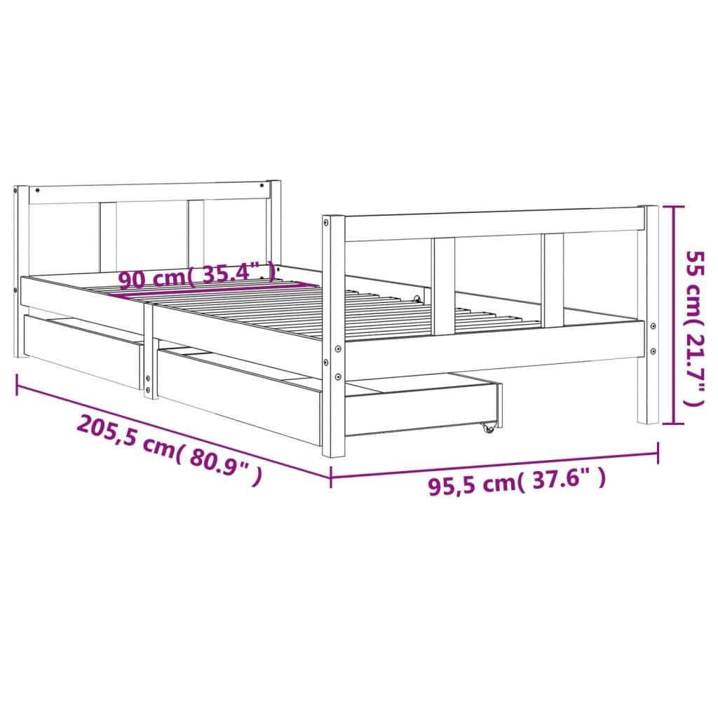 Vidaxl Estructura De Cama Niños Con Cajones Madera Pino Negro 90x200cm_2