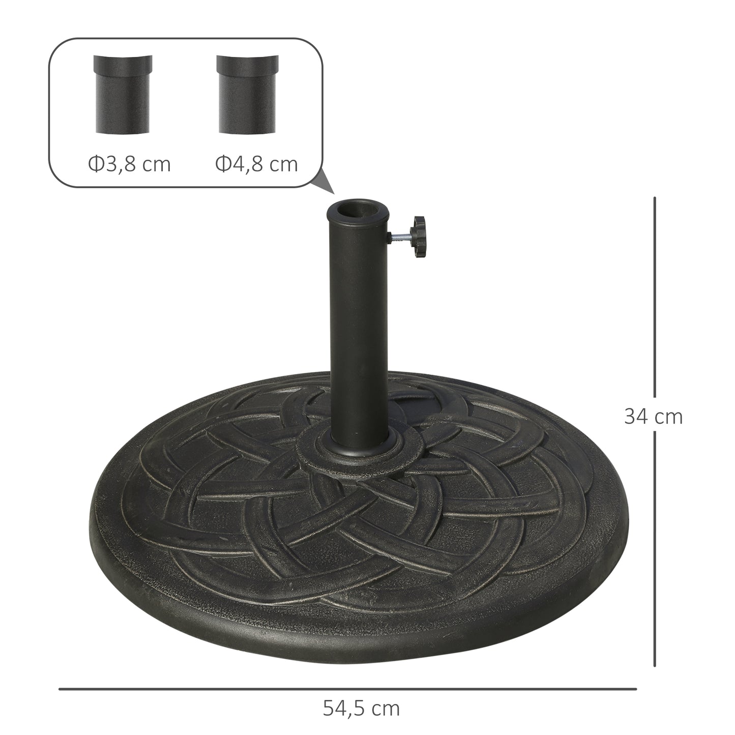 Outsunny Base Para Sombrilla Jardín Peso 19 Kg Para Mástil De 38/48mm Ø54,5x34cm_2