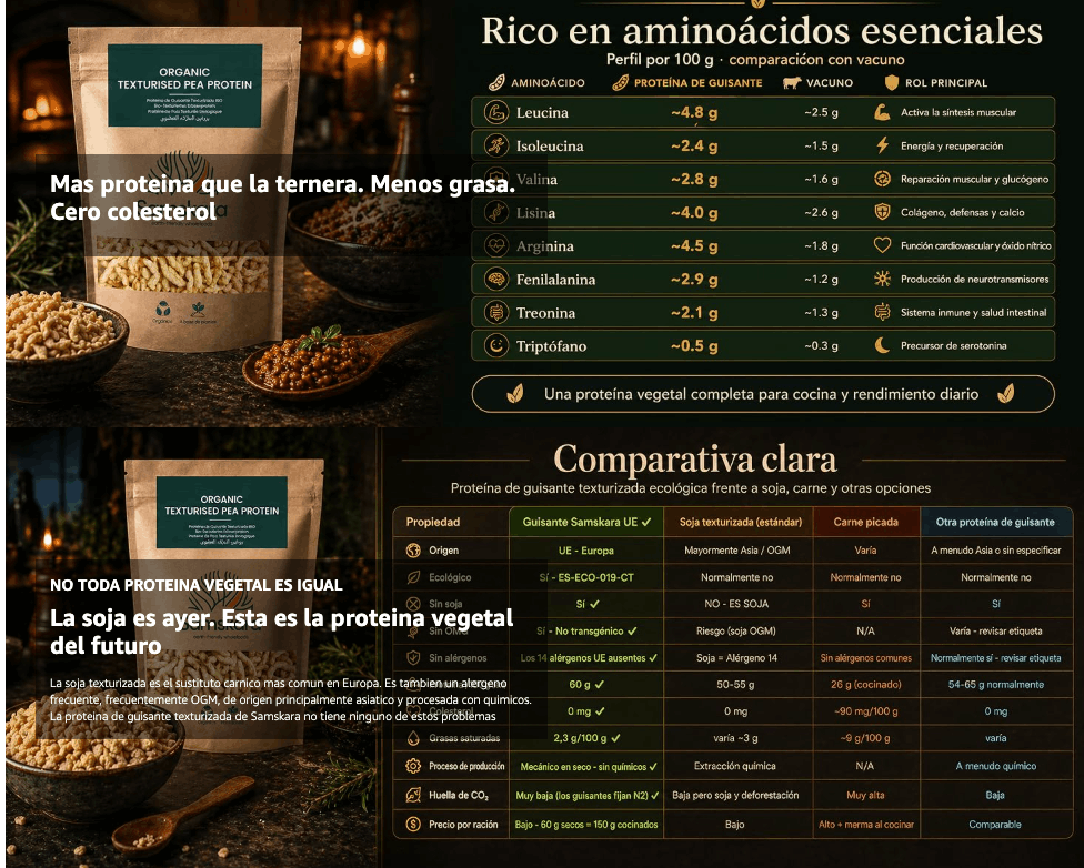 Proteína De Guisante Texturizada Bio - 1.75kg | Proteína Vegetal Ecológica Vegana Para Batidos Y Repostería_5