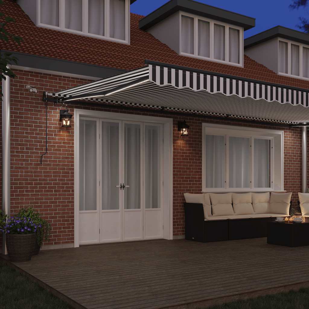 Toldo Retráctil Automático Luces Led Antracita Blanco 600x300cm_2