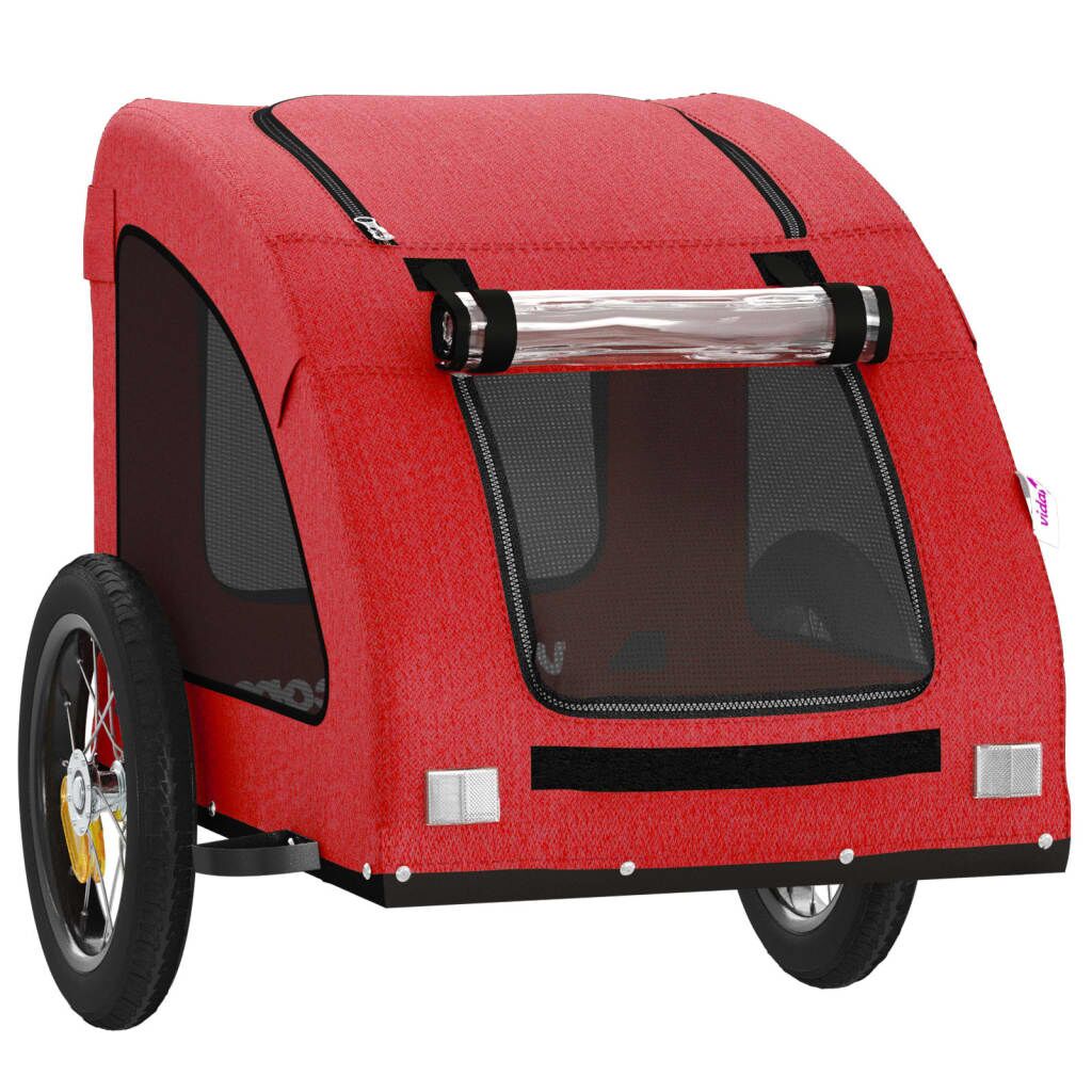 Vidaxl Remolque De Bicicleta Mascotas Hierro Tela Oxford Rojo_4