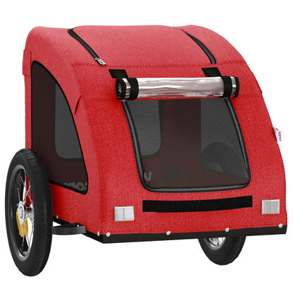 Vidaxl Remolque De Bicicleta Mascotas Hierro Tela Oxford Rojo_4