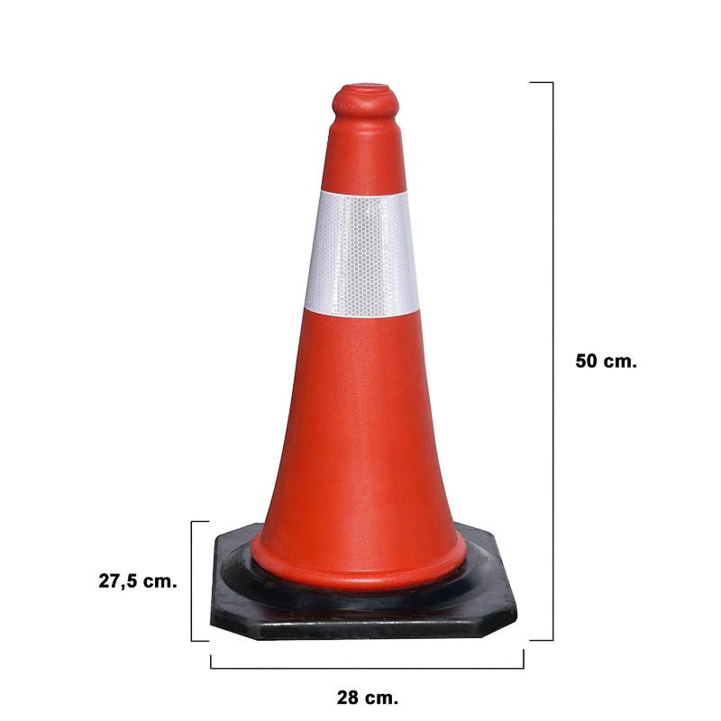 Cono Señalizacion Base Goma 50 Cm. Reflectante