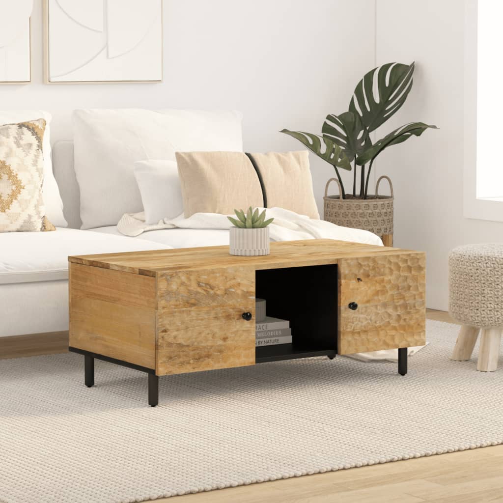 Mesa De Centro De Madera Maciza Mango 100x54x40 Cm_1