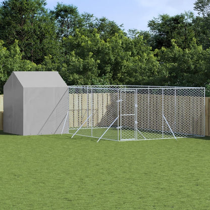 Vidaxl Perrera De Exterior Con Techo Acero Galvanizado Plata 6x6x2,5 M_1