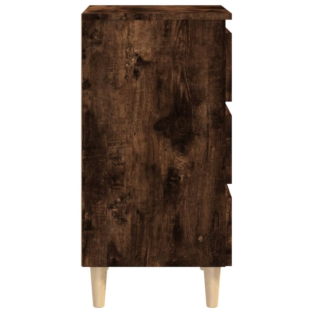 Mesita De Noche Patas Madera Maciza Roble Ahumado 40x35x69 Cm_4