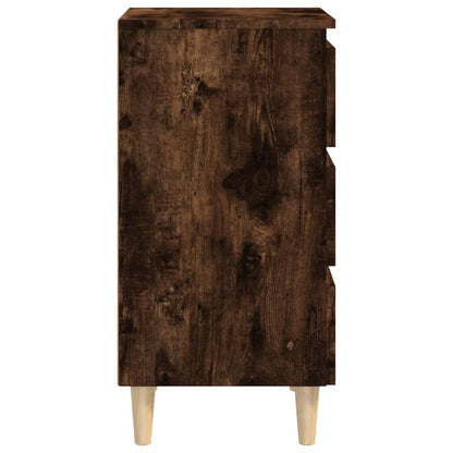 Mesita De Noche Patas Madera Maciza Roble Ahumado 40x35x69 Cm_4