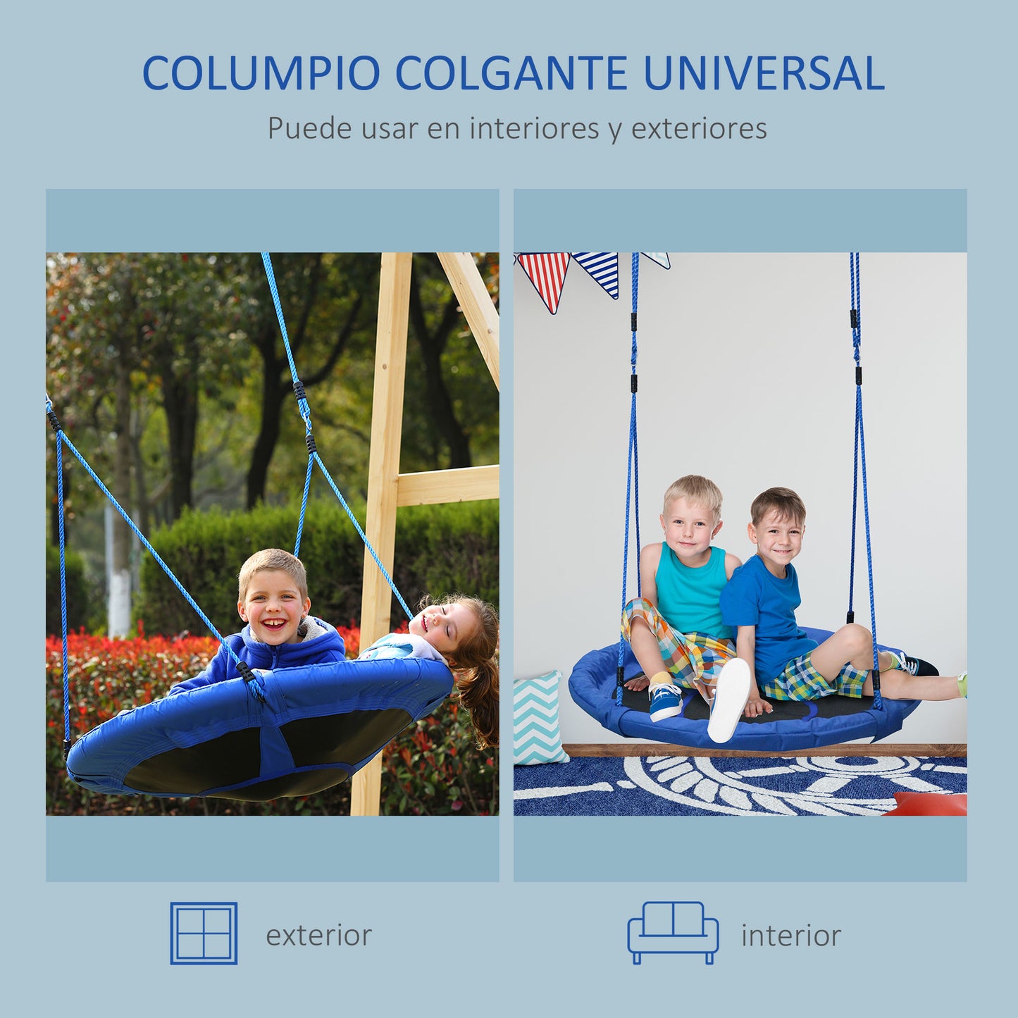 Homcom Columpio Nido Grande Infantil Desmontable Para Jardín Ø100x180 Cm Azul_3