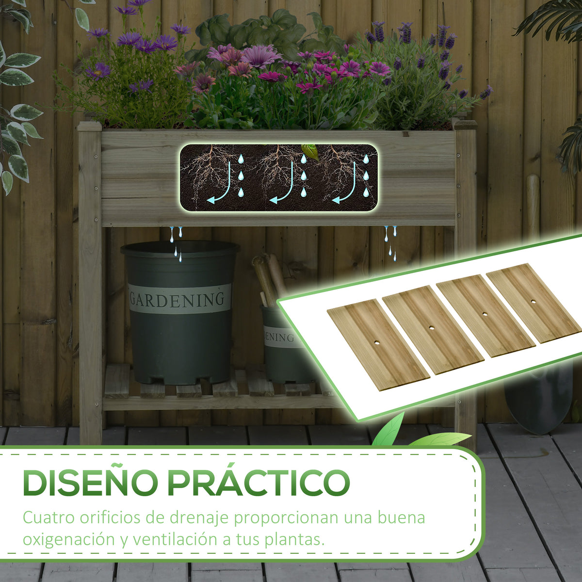 Huerto Urbano De Madera Outsunny Madera De Abeto Madera Natural 91x51x76 Cm_5