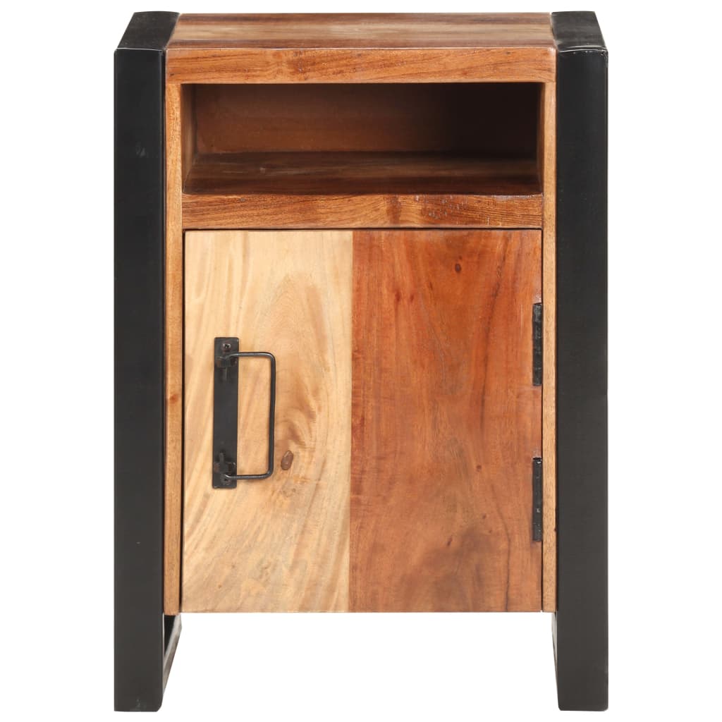 Mesita De Noche Madera Maciza De Acacia 40x35x55 Cm_0