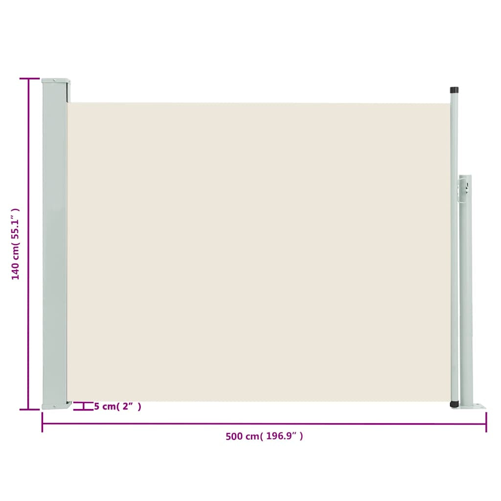 Vidaxl Toldo Lateral Retráctil De Jardín Color Crema 140x500 Cm_3