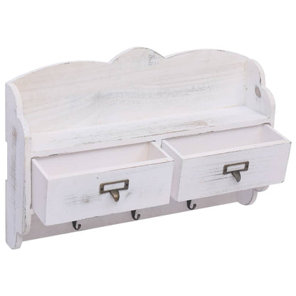 Perchero De Pared De Madera Blanco 50x10x34 Cm_3