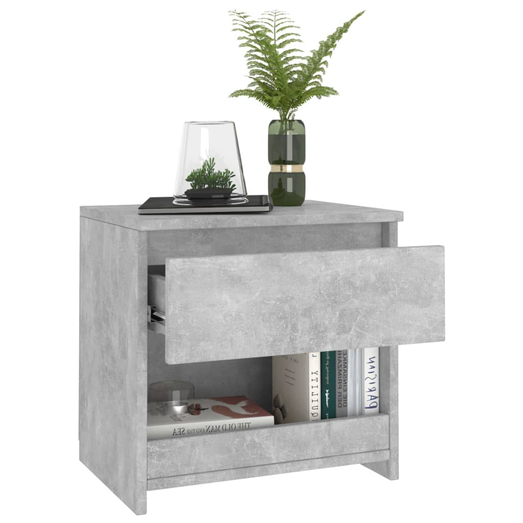 Mesita De Noche Madera Ingeniería Gris Hormigón 40x30x39 Cm_1