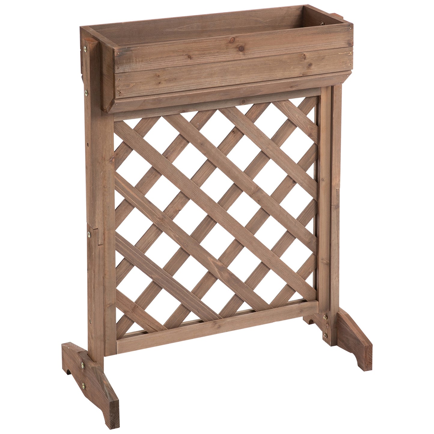Outsunny Jardinera Con Enrejado De Madera Maciza Plantas Flores Trepaderas_0