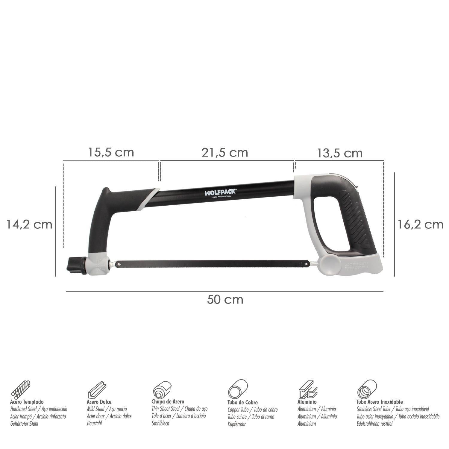 Arco Sierra Acero Con Doble Empuñadura Engomada, Angulo Corte Ajustable. Corta Acero, Aluminio, Madera, Plastico, Cobre_1