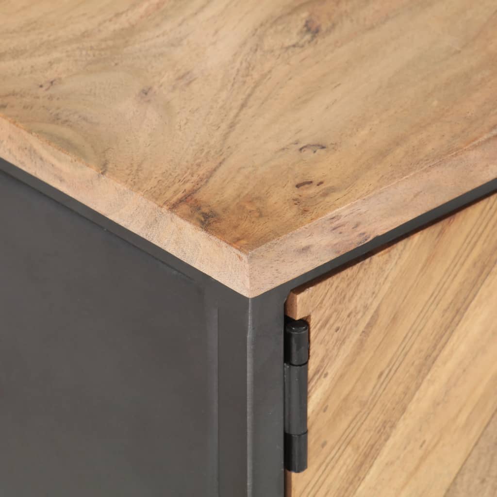 Mesa De Centro De Madera Maciza De Acacia 90x50x35 Cm_3