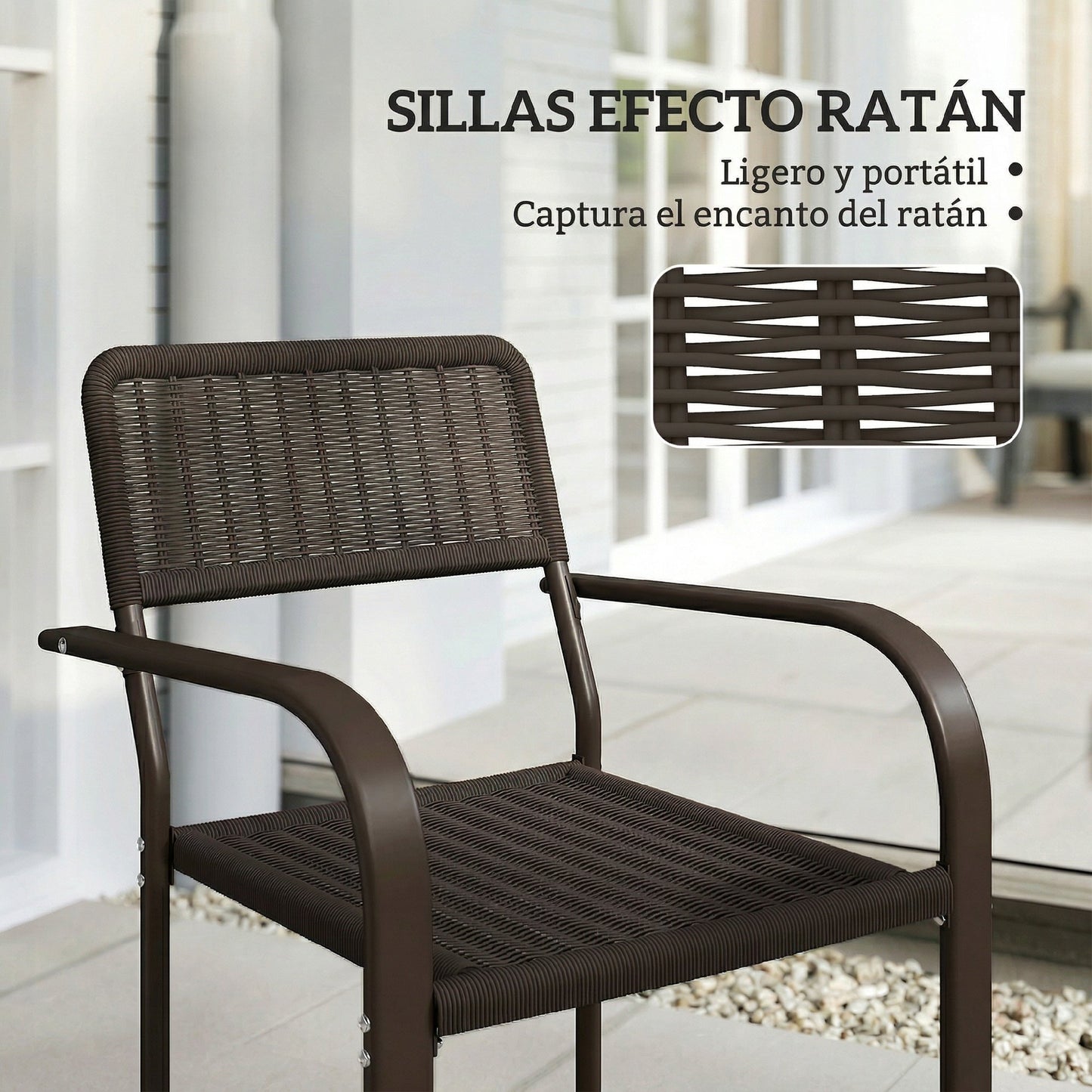 Outsunny Juego De 4 Sillas De Jardín Exterior Apilables_3