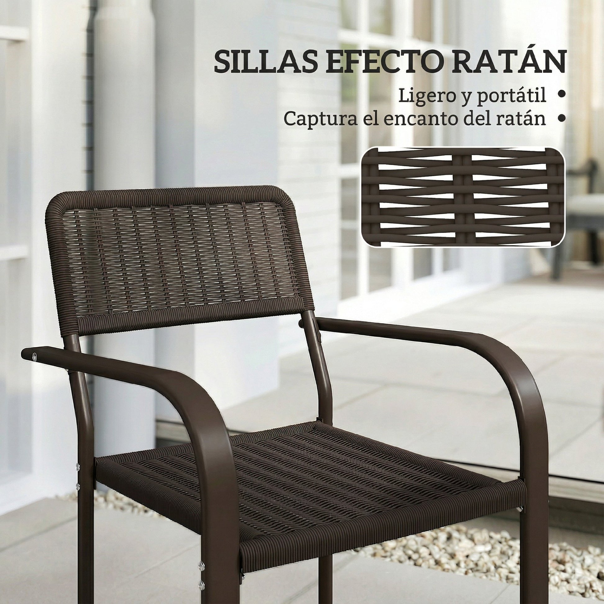 Outsunny Juego De 4 Sillas De Jardín Exterior Apilables_3