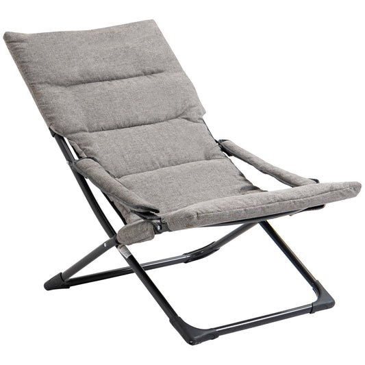Outsunny 2 En 1 Silla Camping Plegable Cojín Acolchado Reposabrazos 66x94x79 Cm_0