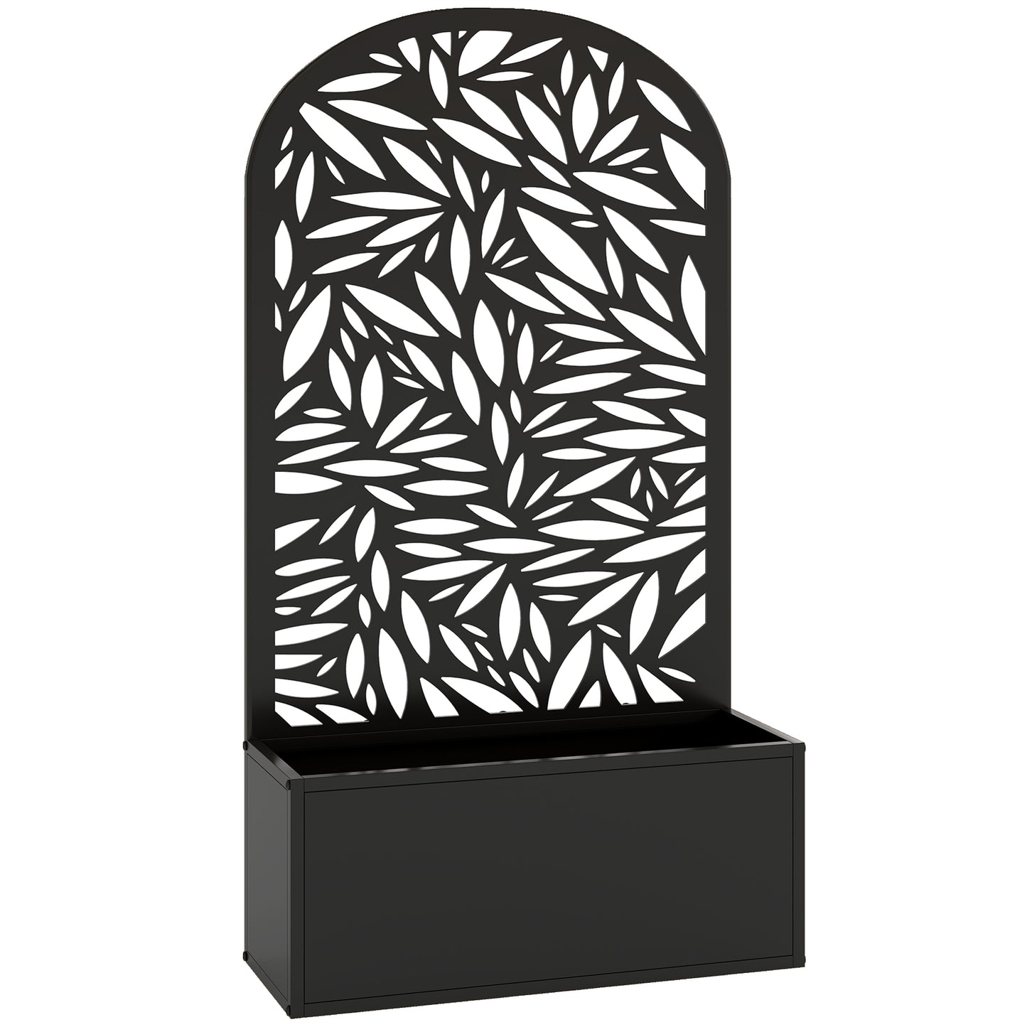 Outsunny Jardinera Exterior Grande De Metal Con Pantalla De Privacidad Negro_0