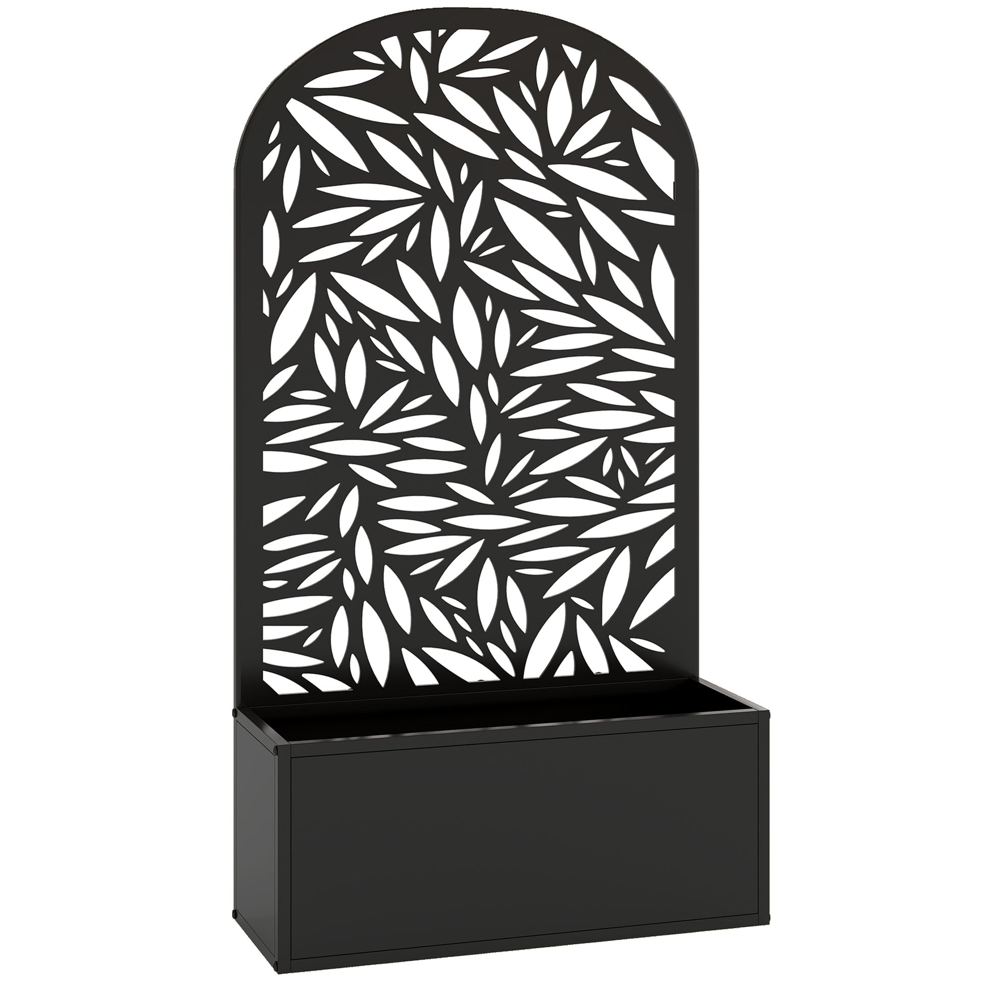 Outsunny Jardinera Exterior Grande De Metal Con Pantalla De Privacidad Negro_0