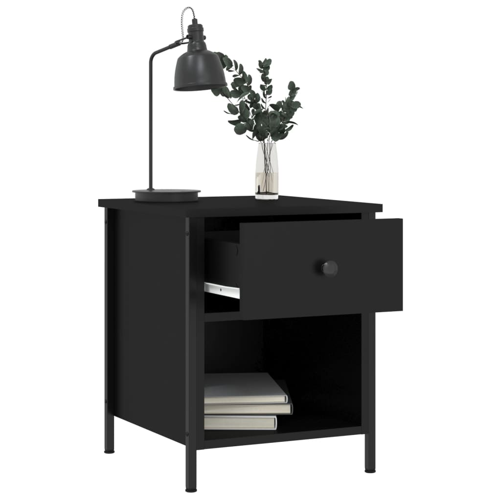 Mesita De Noche Madera De Ingeniería Negro 40x42x50 Cm_2
