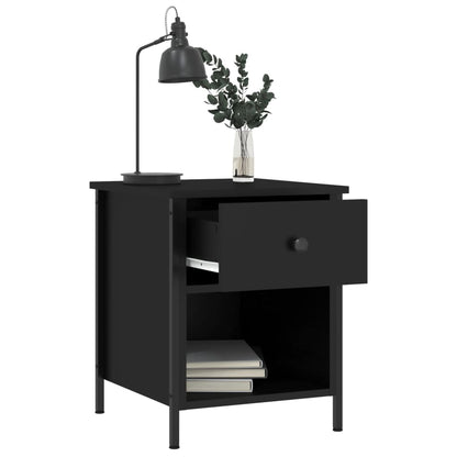 Mesita De Noche Madera De Ingeniería Negro 40x42x50 Cm_2