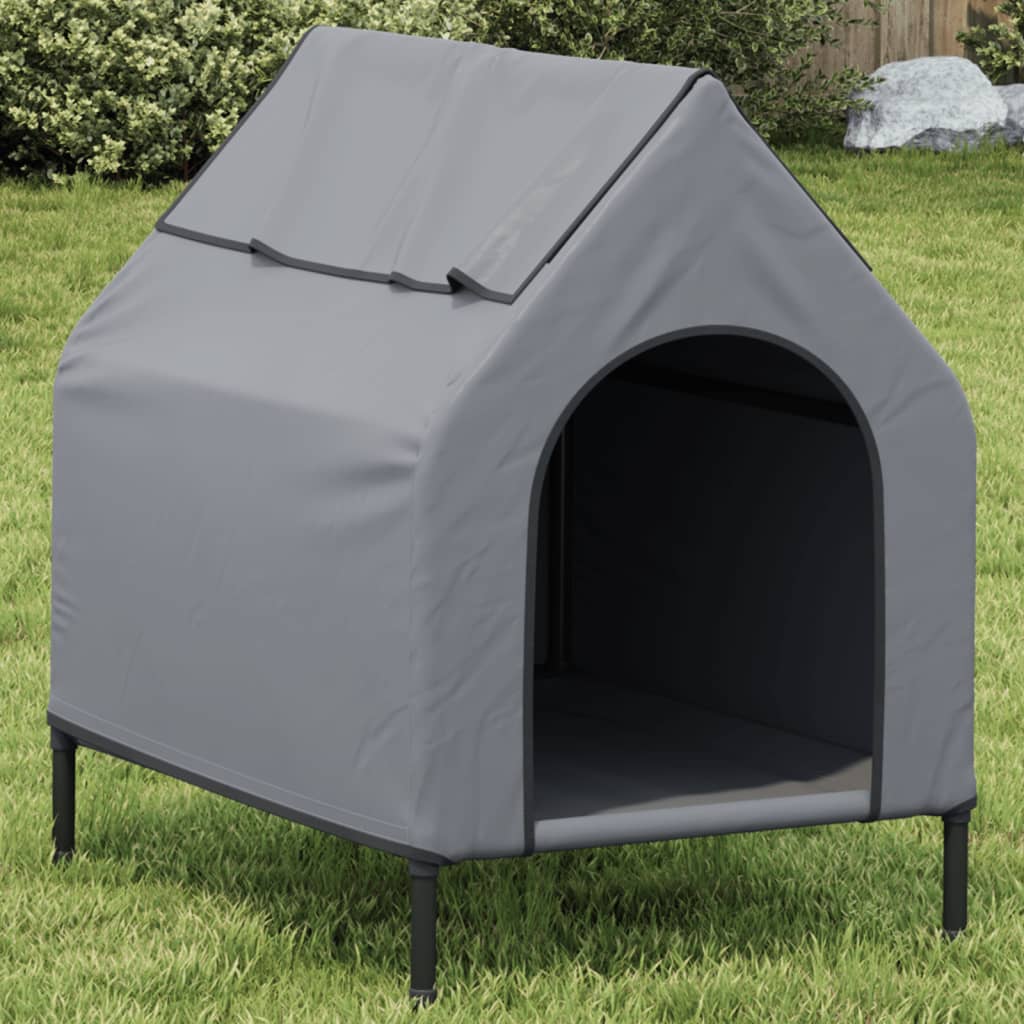 Casa Para Perros Tela Oxford Y Acero Gris Claro_1