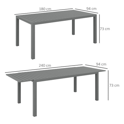 Outsunny Mesa De Jardín Extensible Con Marco De Aluminio 180/240x94x73 Cm Gris_2