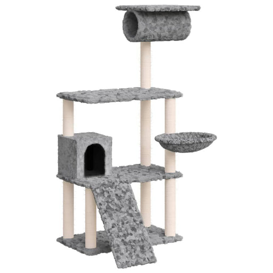 Vidaxl Rascador Para Gatos Con Postes De Sisal Gris Claro 131 Cm_0