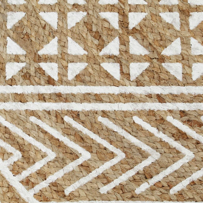 Vidaxl Alfombra De Yute Tejida A Mano Con Estampado Blanco 150 Cm_3