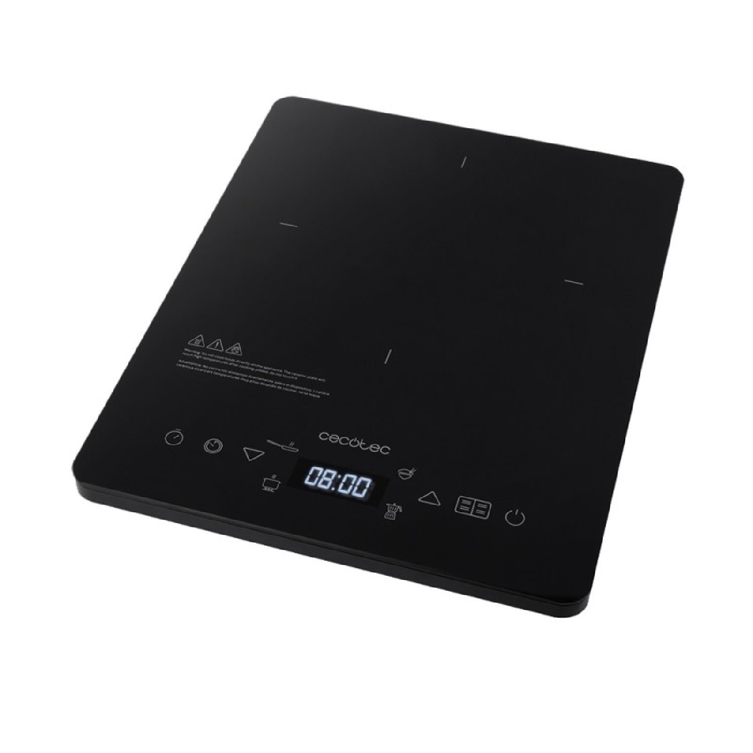 Placa De Inducción Portátil Full Crystal Onyx. 2000 W, Cristal Esmaltado, Control Táctil, Potencia Y Temperatura Regulable, 4 Programas Preconfigura_0