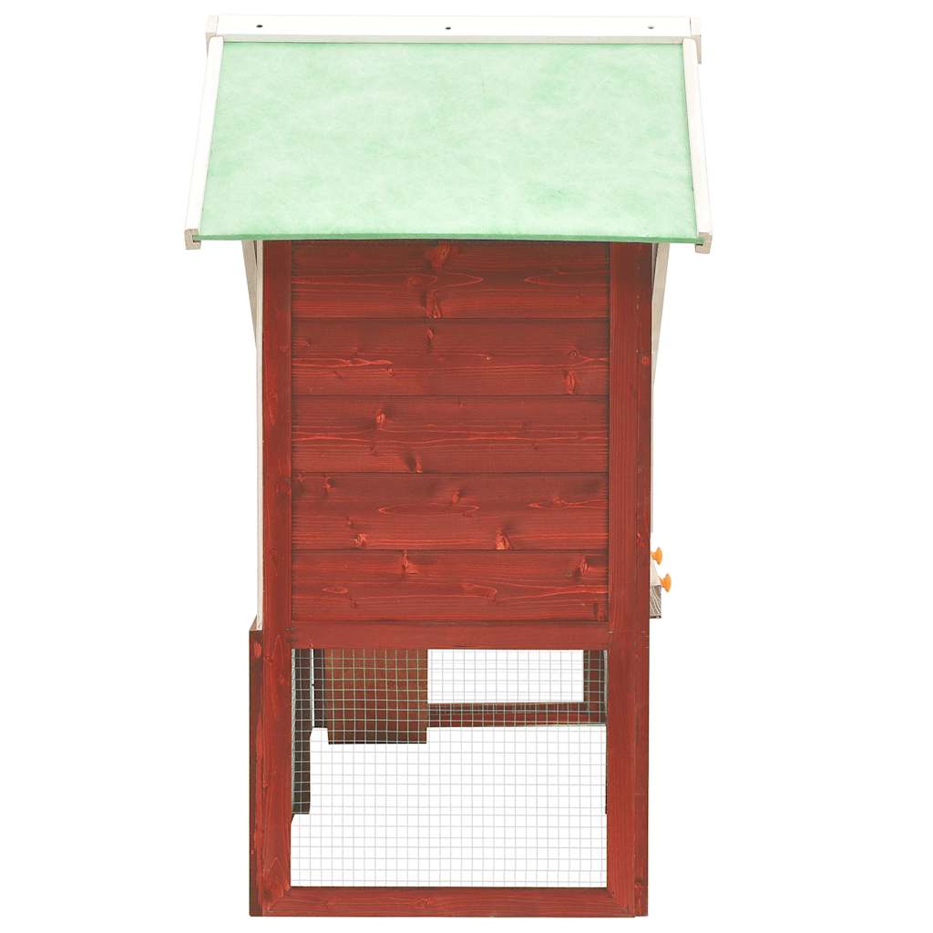 Conejera Madera Maciza De Abeto Rojo Y Blanco 140x63x120 Cm_2