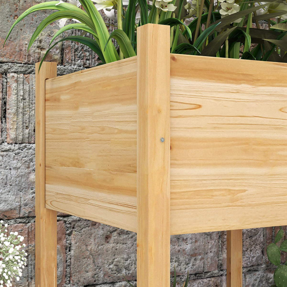 Mesa De Cultivo Outsunny Madera De Abeto Madera Natural 115x55x80 Cm_4