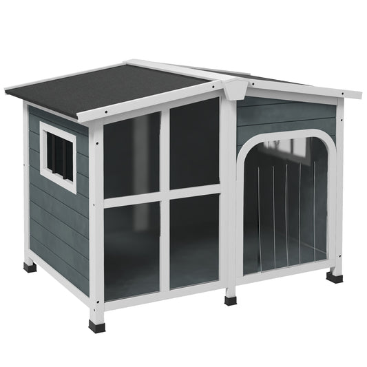 Pawhut Caseta Para Perros Pequeños De Madera 101x66,5x70,5 Cm Gris Oscuro_0