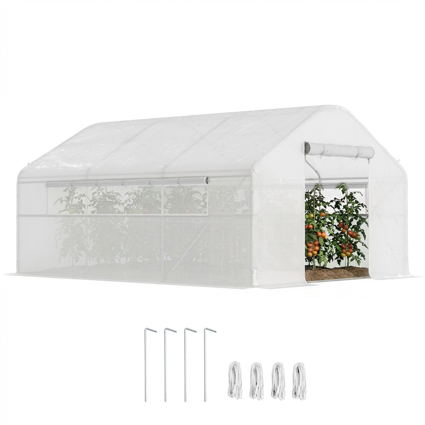 Outsunny Invernadero De Exterior 4x3x2 M Con Cubierta De Pe Anti-uv Blanco_0