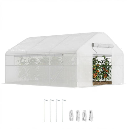Outsunny Invernadero De Exterior 4x3x2 M Con Cubierta De Pe Anti-uv Blanco_0