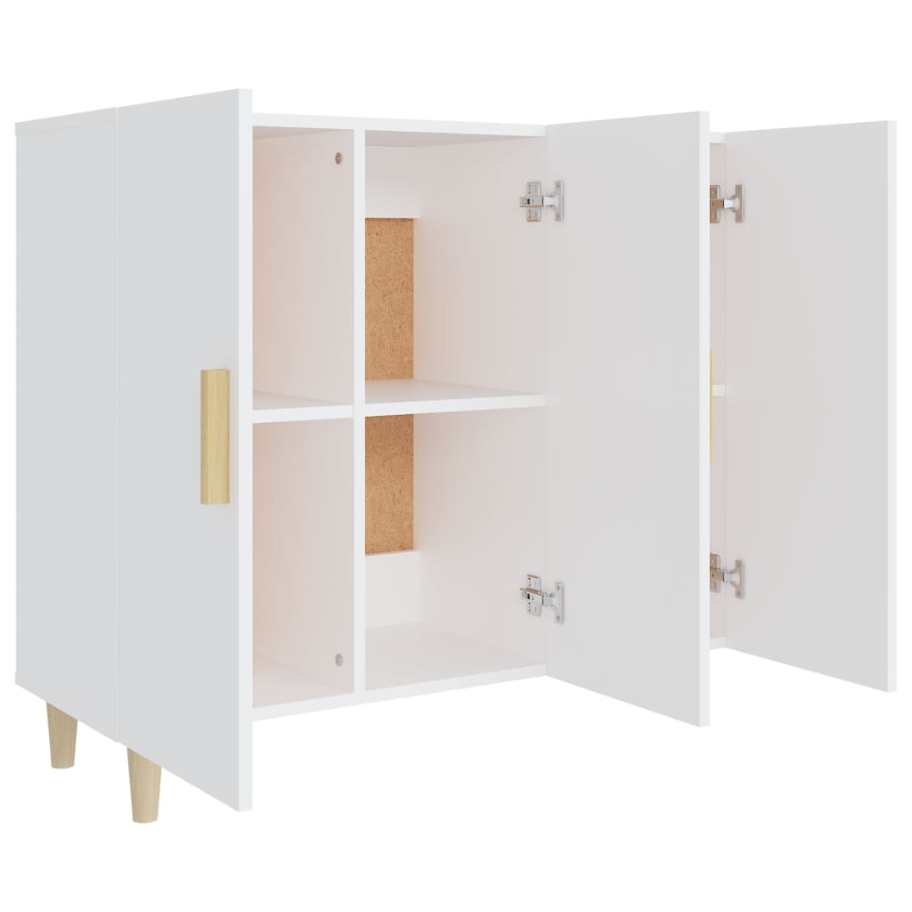 Aparador De Madera De Ingeniería Blanco 90x34x80 Cm / Vetonek_4