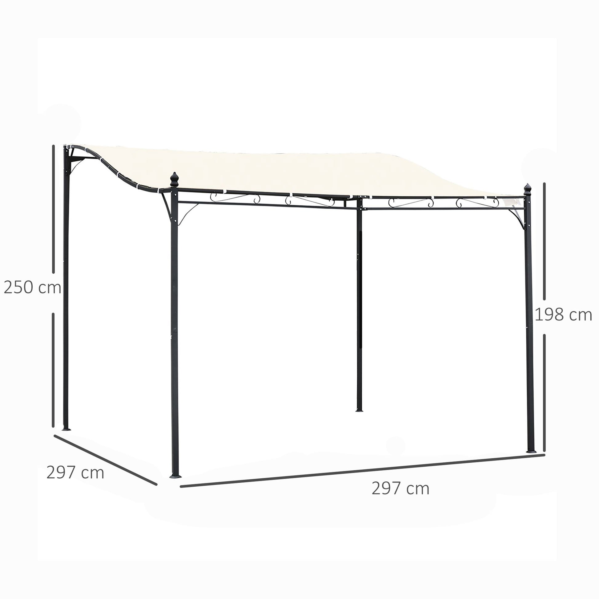 Outsunny Pérgola Gazebo Toldo De Pared Jardín Patio Terraza 3x3x2.5m_2