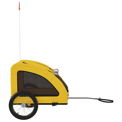 Vidaxl Remolque De Bicicleta Mascotas Hierro Tela Oxford Amarillo_5