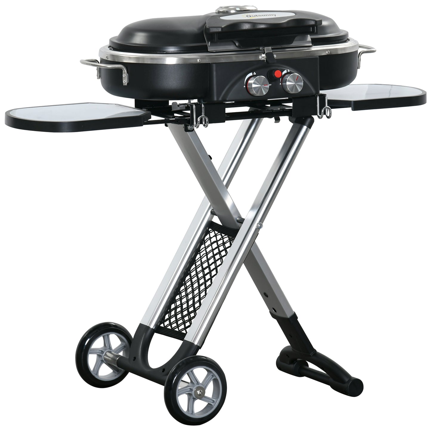 Outsunny Barbacoa De Gas Plegable Con 2 Quemadores 100x41,6x82,5 Cm Negro_0