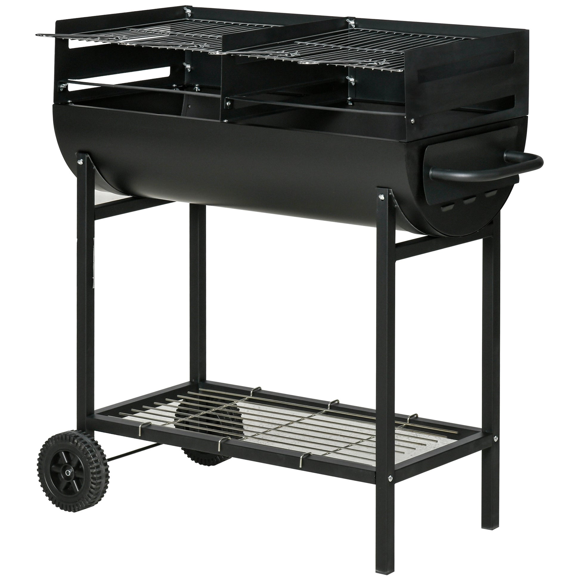 Outsunny Barbacoa De Carbón Con Parrilla Ajustable En Altura Ruedas 90x45x96 Cm_0