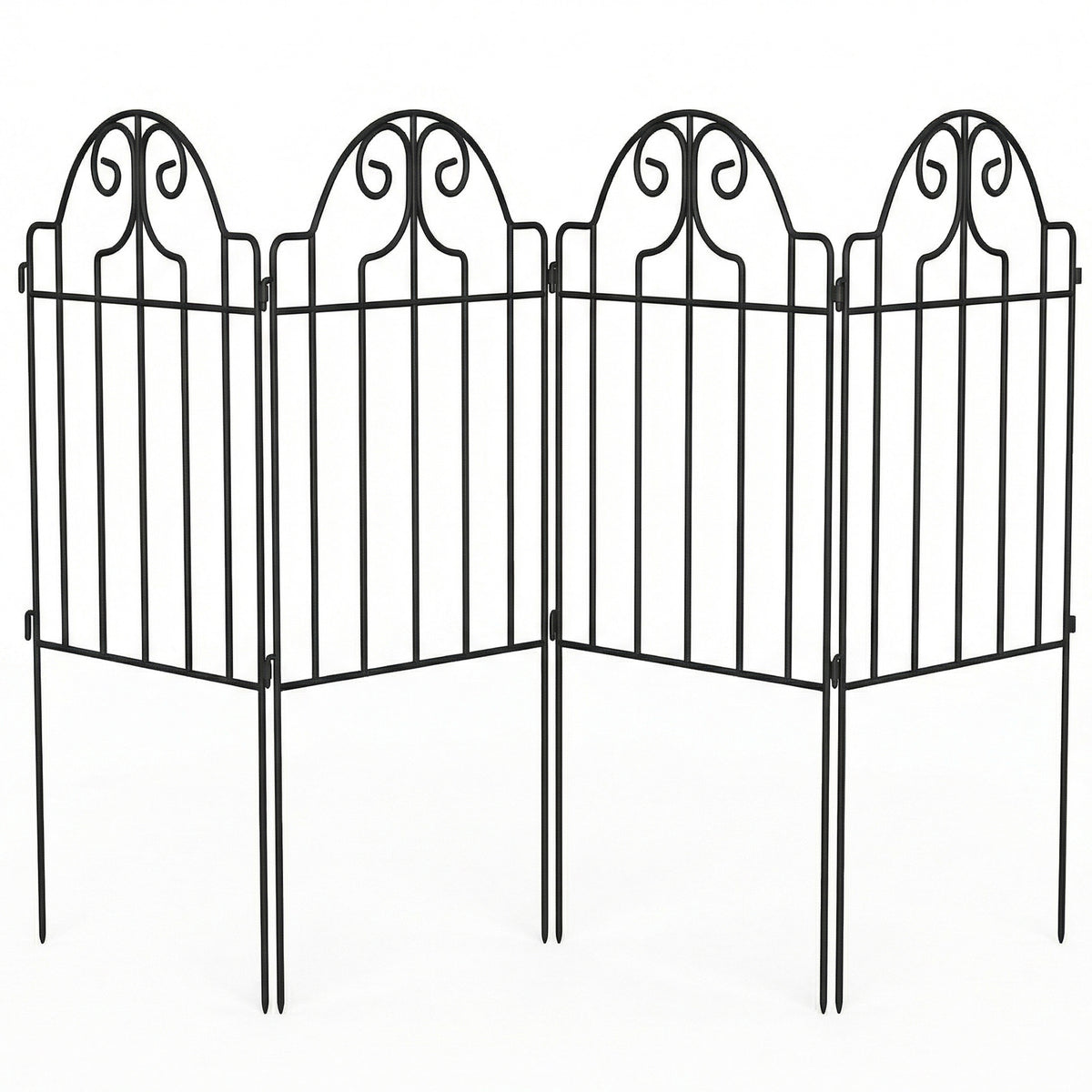 Outsunny Set De 4 Vallas De Jardín Decorativas De Metal 125x57 Cm Negro_0
