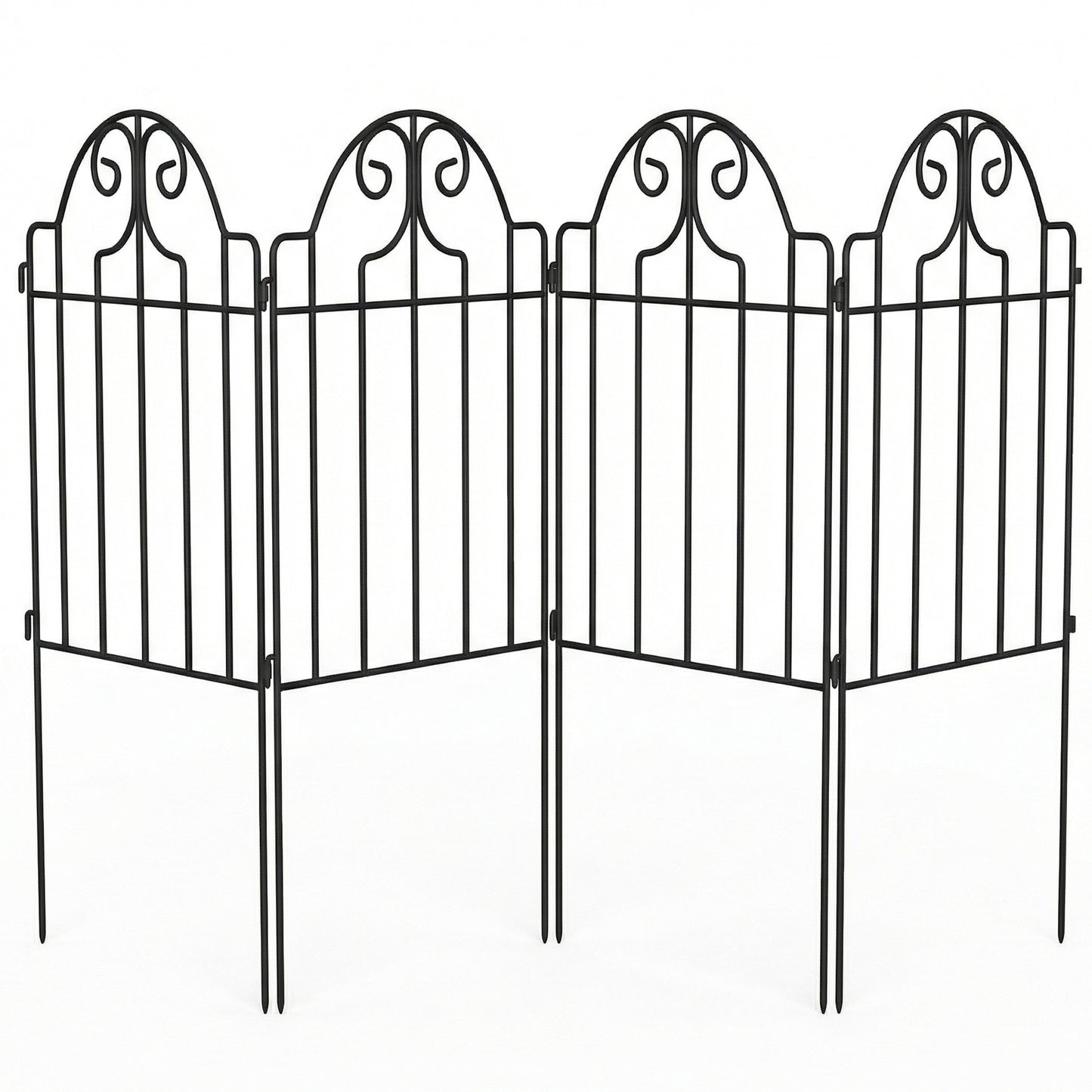Outsunny Set De 4 Vallas De Jardín Decorativas De Metal 125x57 Cm Negro_0