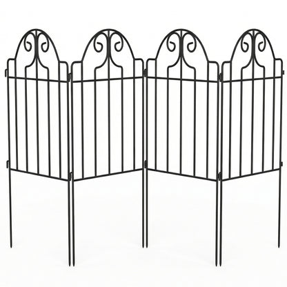 Outsunny Set De 4 Vallas De Jardín Decorativas De Metal 125x57 Cm Negro_0