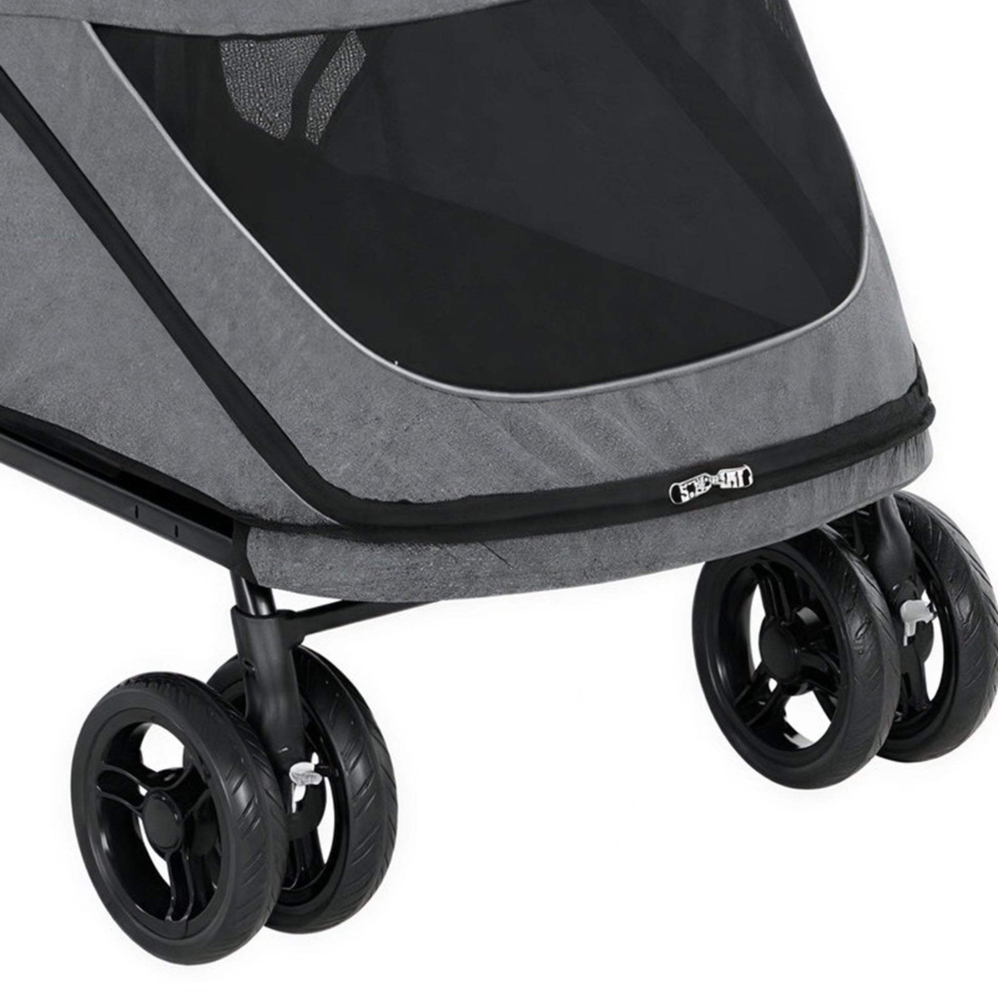 Pawhut Carrito Para Perros Plegable Con Un Botón Hasta 30 Kg Con Suspensión Gris_4