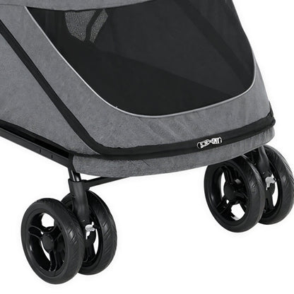 Pawhut Carrito Para Perros Plegable Con Un Botón Hasta 30 Kg Con Suspensión Gris_4